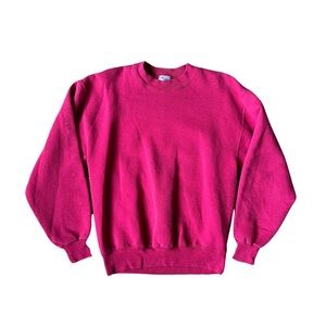 Vintage Blank Crew Neck Sweatshirt Raspberry Pink Red - 42” chest